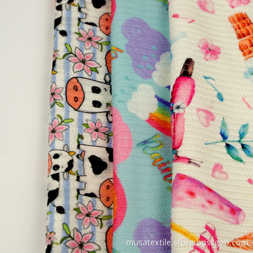 Custom Digital Printing Ribbed Swim Fabric